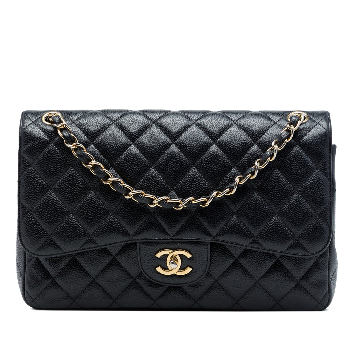 Chanel Classic Double Flap Bag Quilted Caviar Jumbo