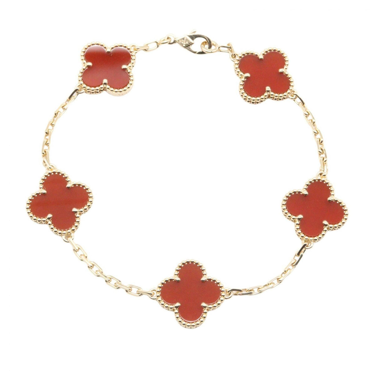 Van Cleef & Arpels Vintage Alhambra Bracelet 18K Yellow Gold and Carnelian