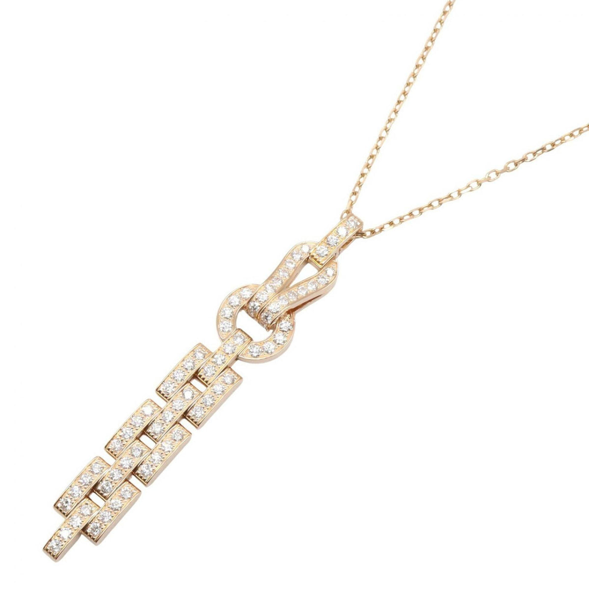 Cartier Agrafe Pendant Necklace 18K Rose Gold with Diamond