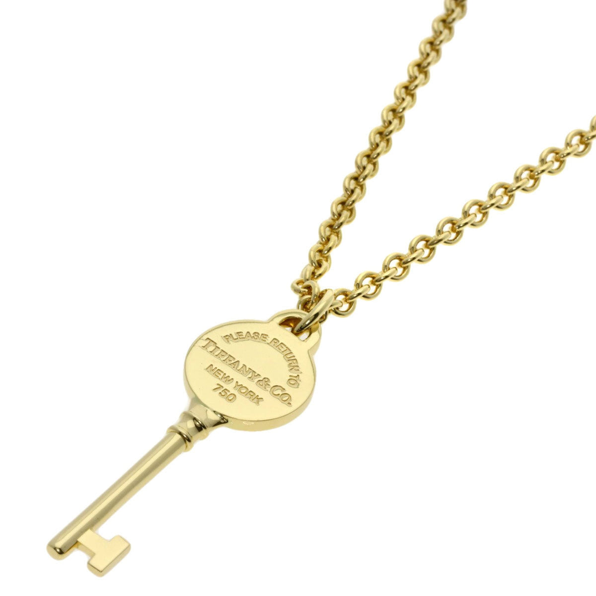 Tiffany & Co. Key Pendant Necklace 18K Yellow Gold