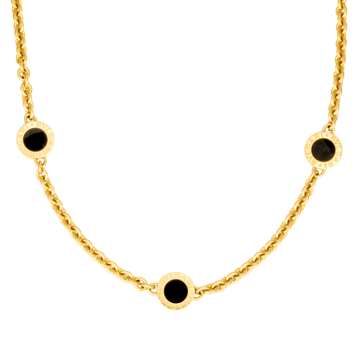Bvlgari Pendant Necklace 18K Yellow Gold And Onyx