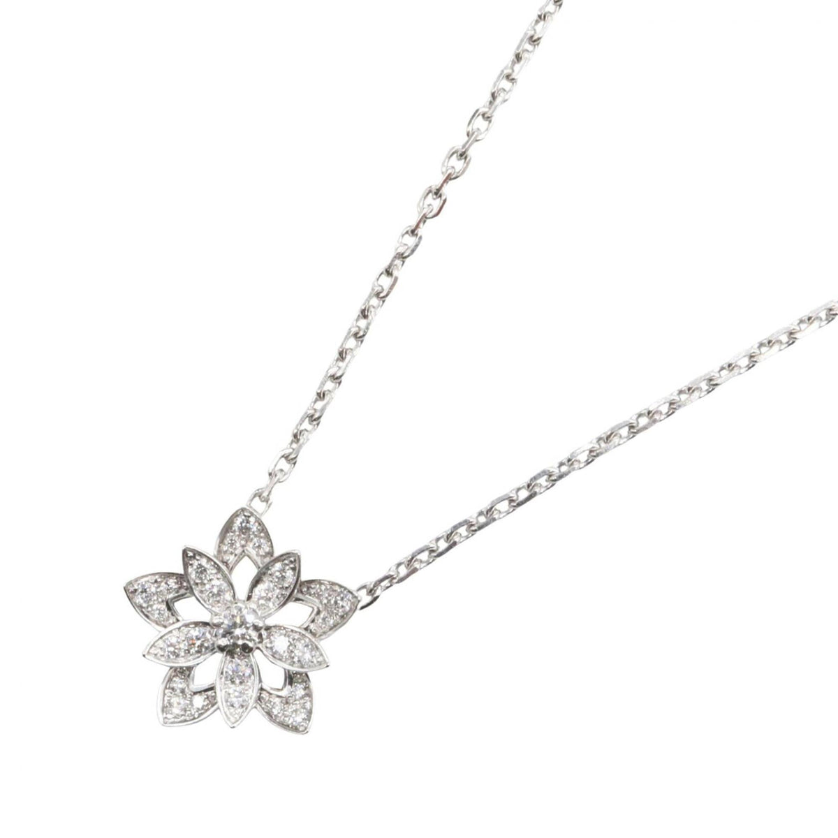 Van Cleef & Arpels Pendant Necklace 18K White Gold Mini with Diamond
