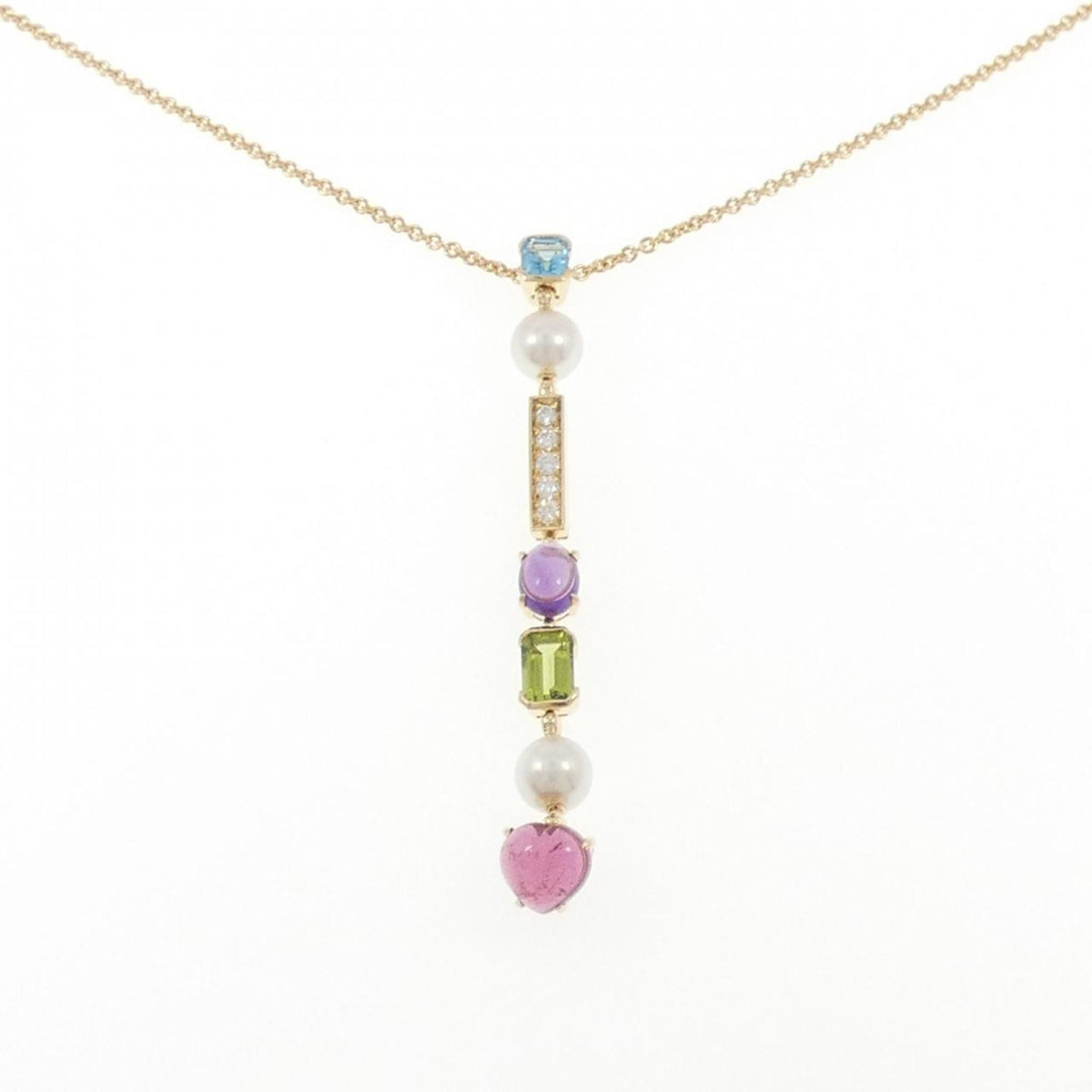 Bvlgari Allegra Pendant Necklace 18K Yellow Gold with Amethyst and Diamond and Peridot and Topaz and Tourmaline