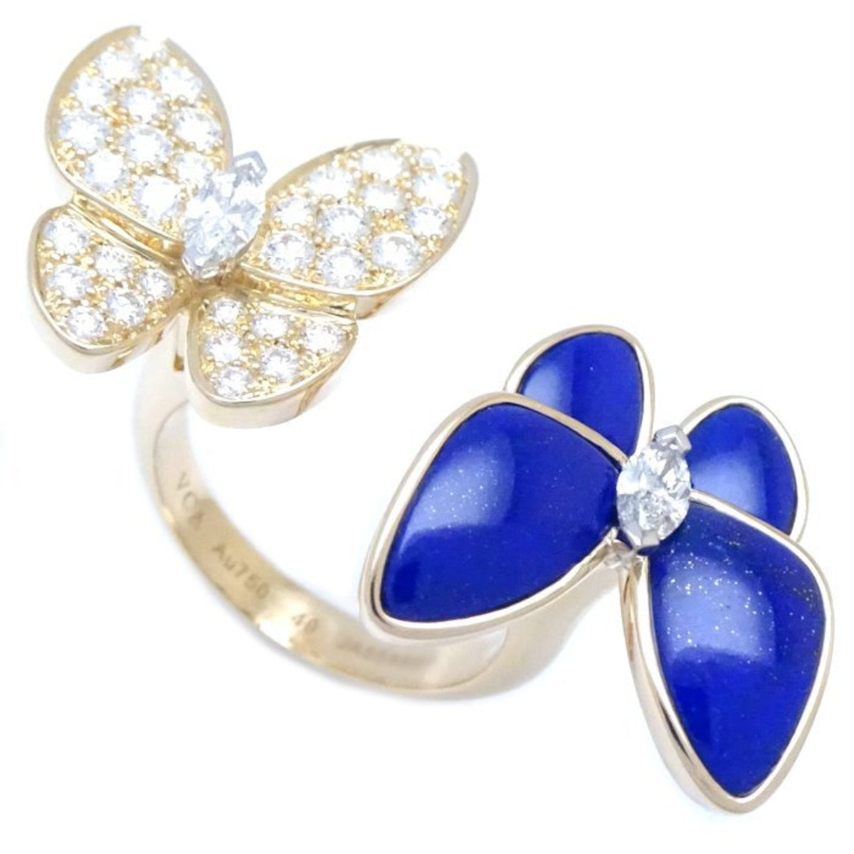 Van Cleef & Arpels Band Ring 18K Yellow Gold with Diamond and Lapis Lazuli