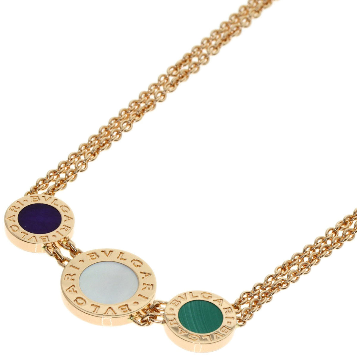 Bvlgari Pendant Necklace 18K Rose Gold with Malachite Shell and Sugilite