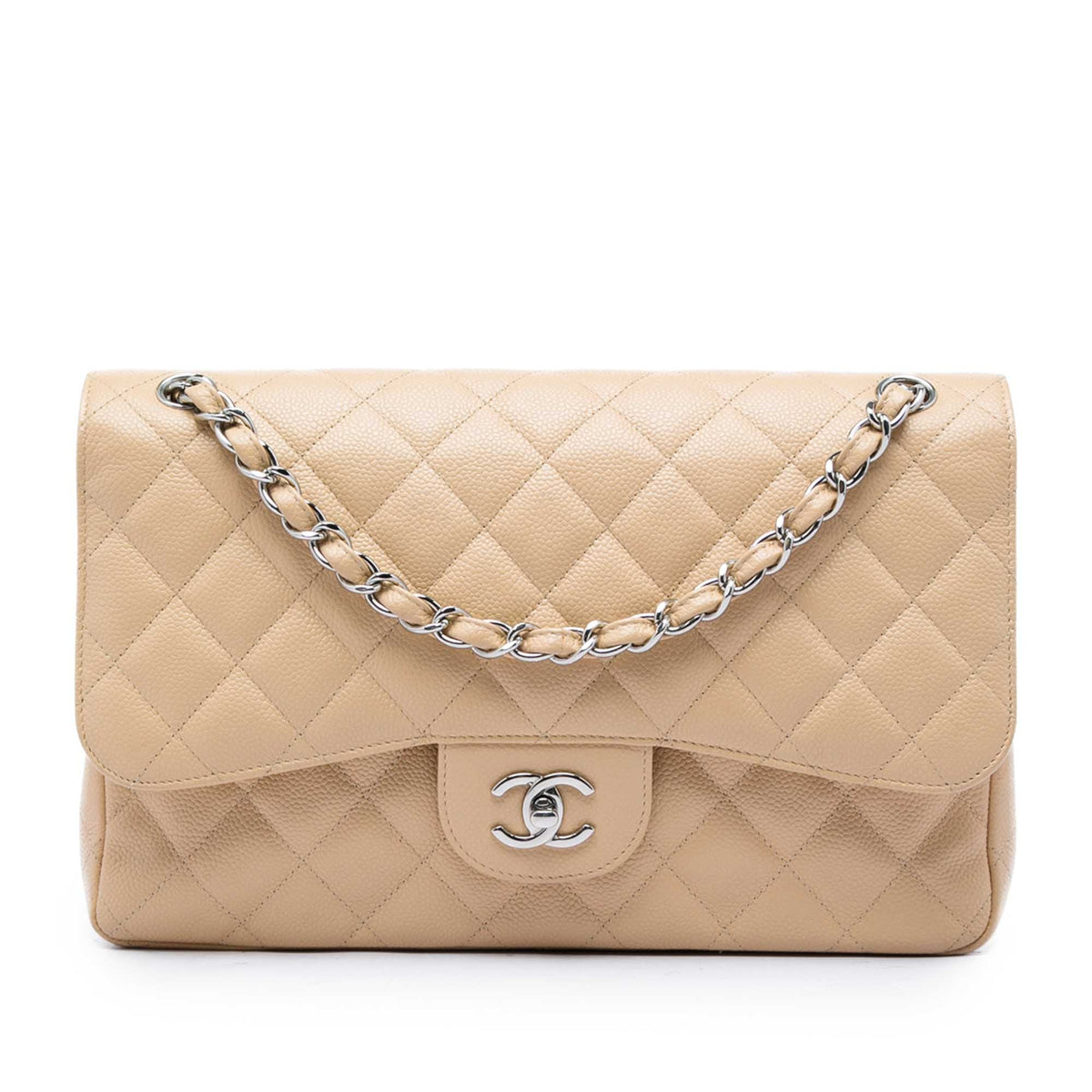 Chanel Classic Double Flap Bag Quilted Caviar Jumbo
