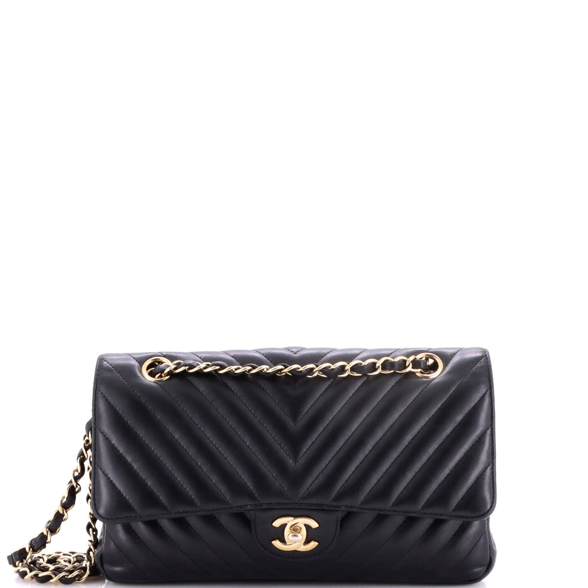 Chanel Classic Double Flap Bag Chevron Lambskin Medium