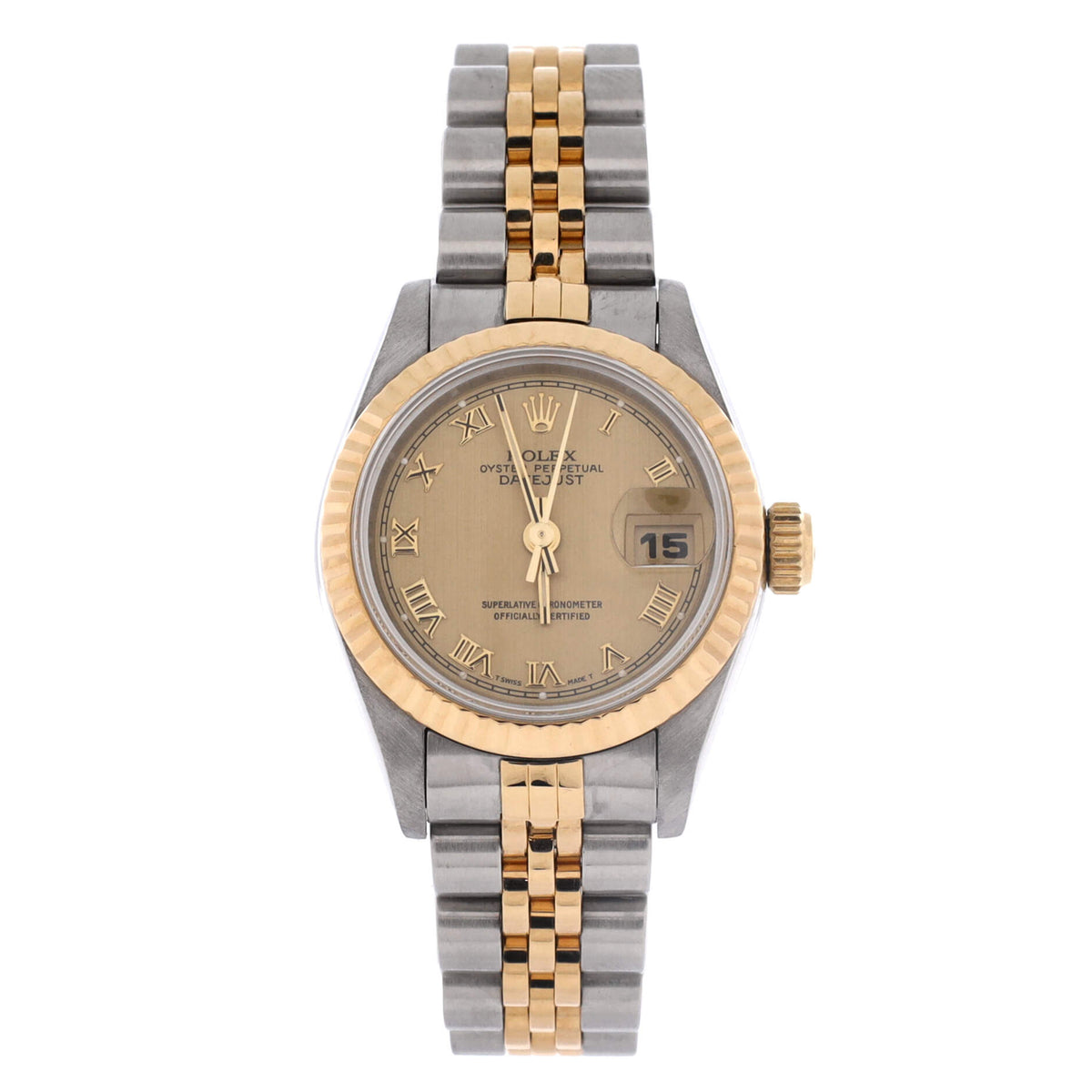 Rolex Oyster Perpetual Datejust Automatic Watch Stainless Steel and Yellow Gold 26