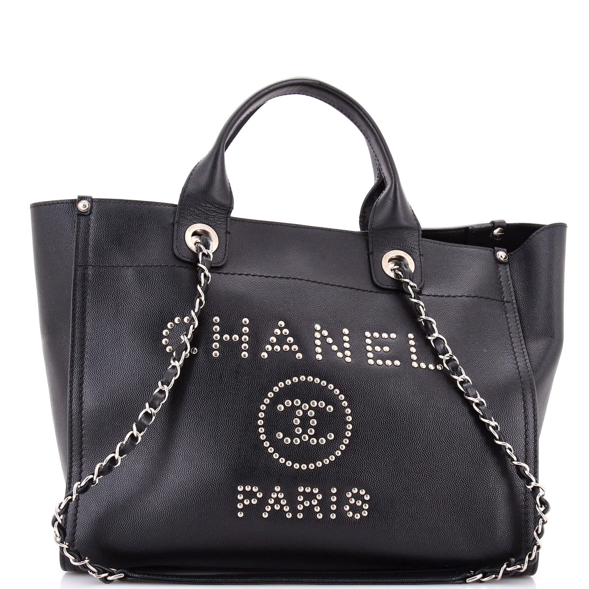 Chanel Deauville Tote Studded Caviar Small