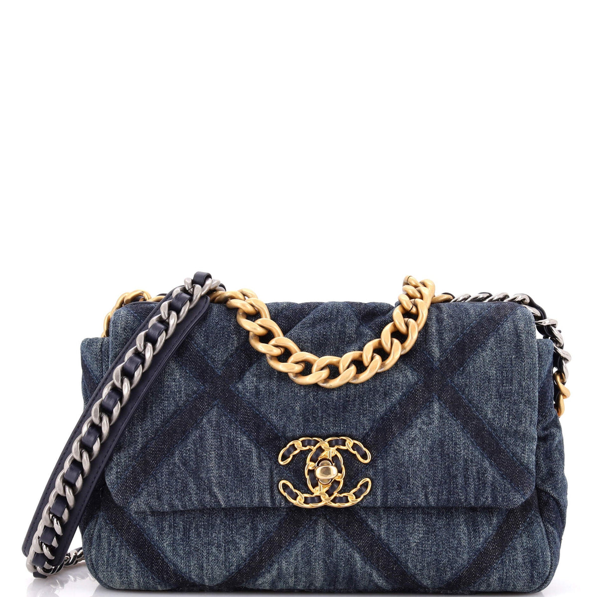 Chanel 19 Flap Bag Quilted Denim Medium
