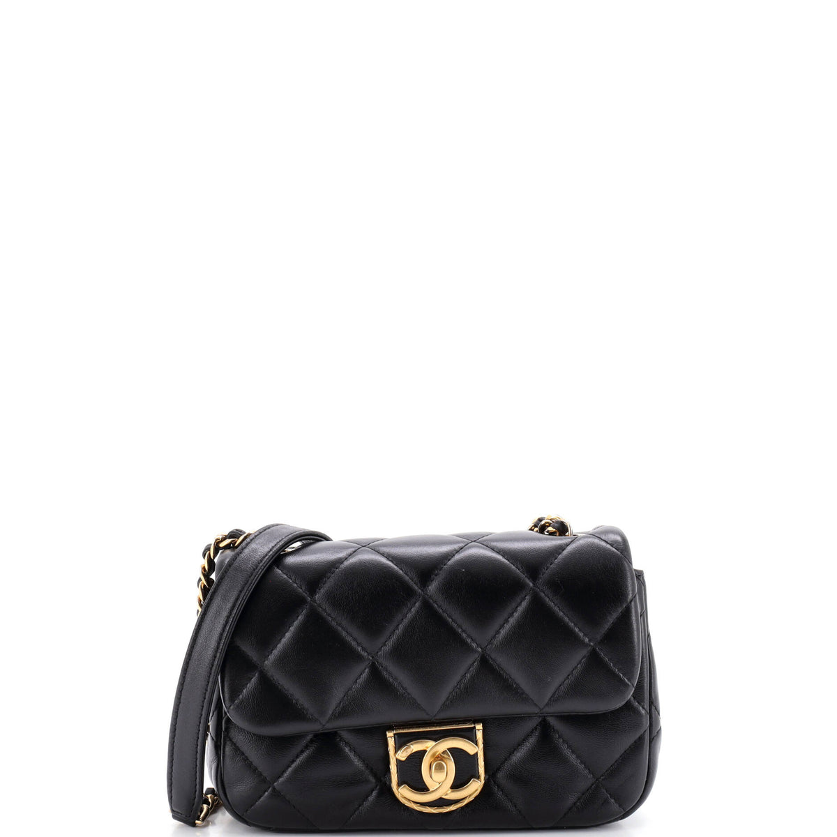 Chanel Quilt Metal Edge CC Flap Bag Quilted Lambskin Small