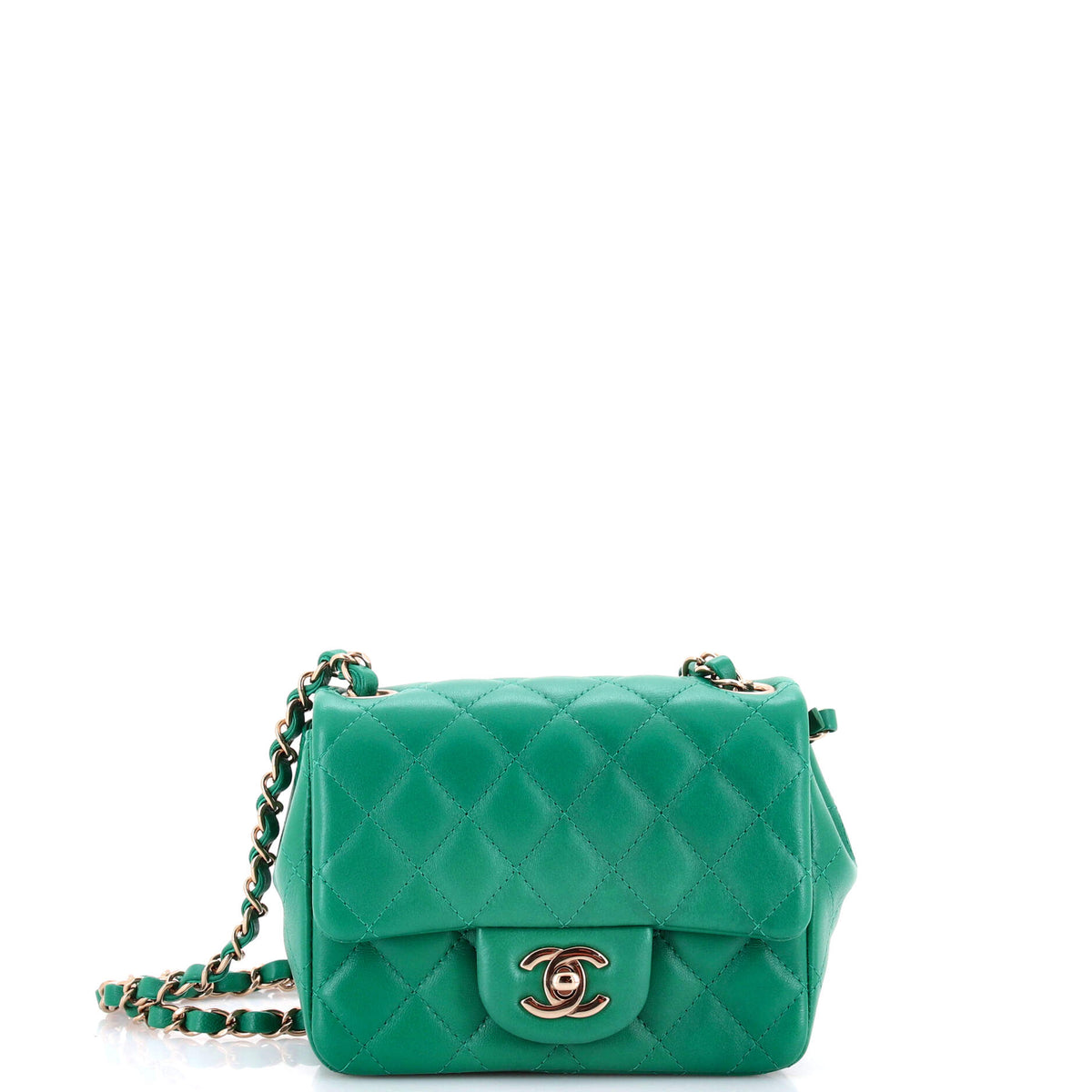 Chanel Square Classic Single Flap Bag Quilted Lambskin Mini