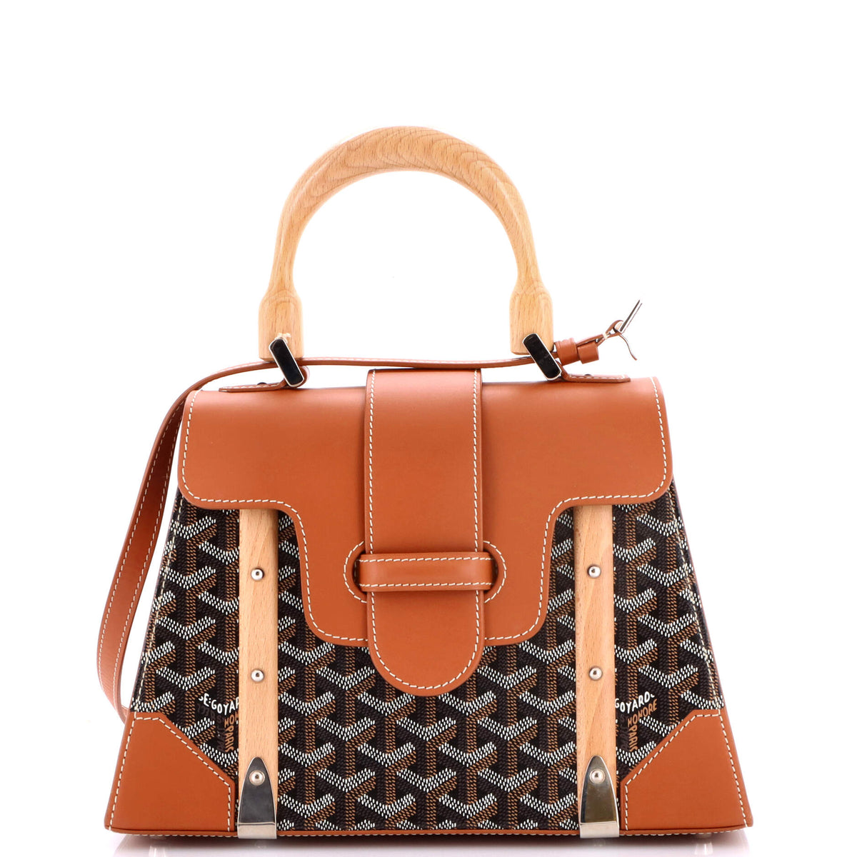 Goyard Saigon Top Handle Bag Coated Canvas with Leather PM