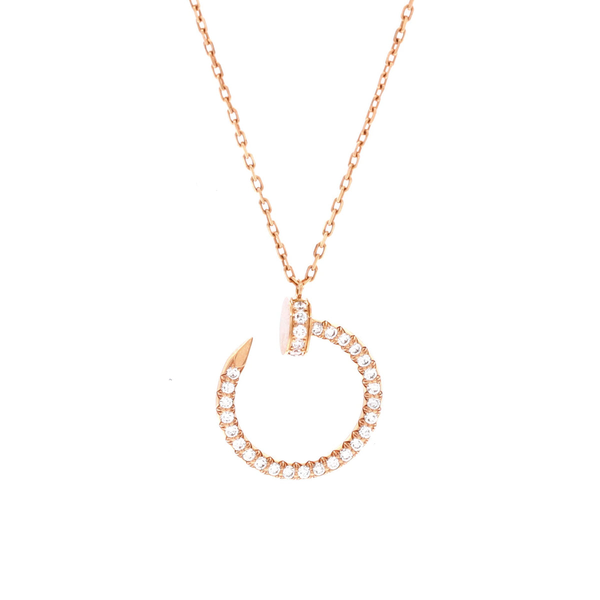 Cartier Juste un Clou Pendant Necklace 18K Rose Gold and Pave Diamonds
