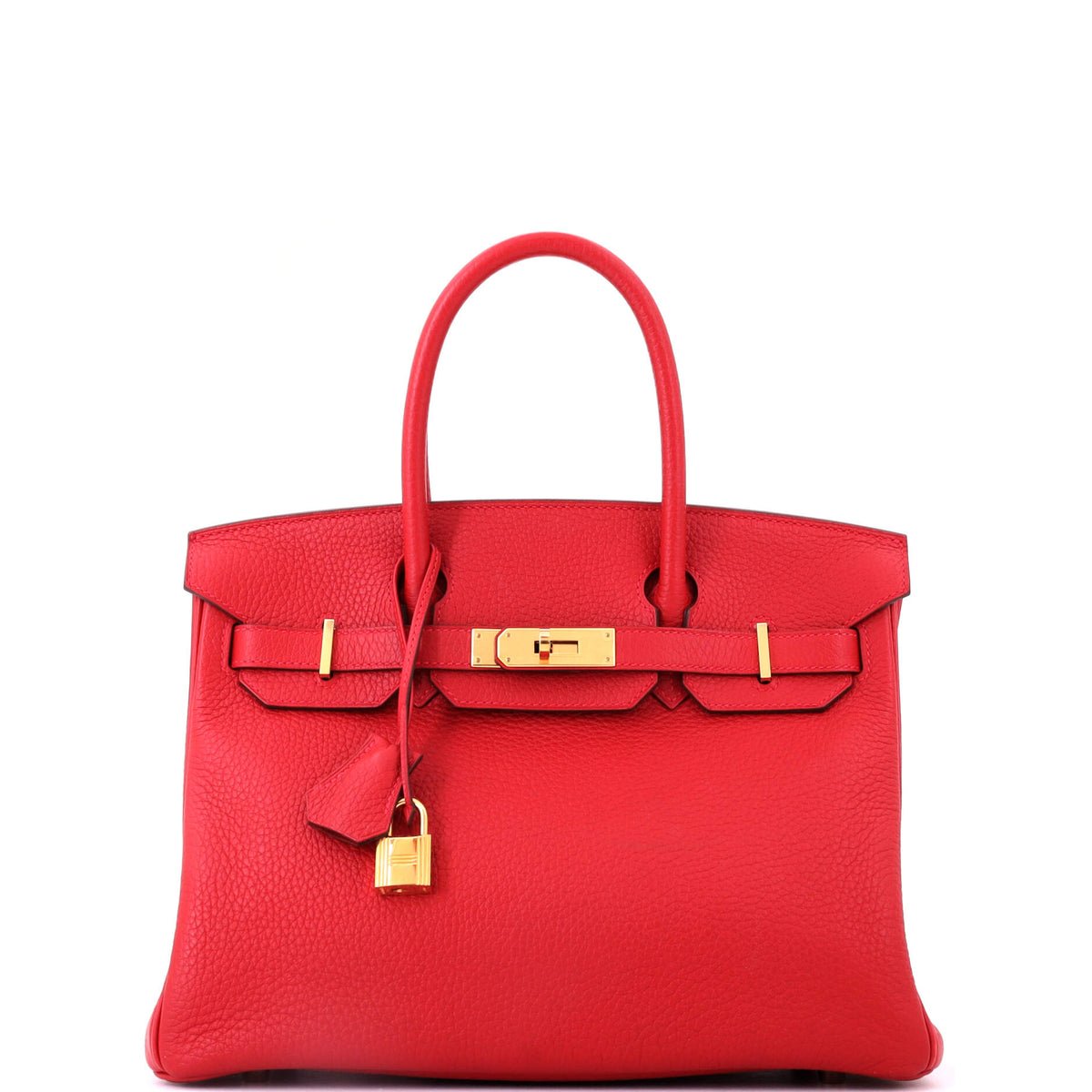 Hermes Birkin Handbag Rouge Casaque Clemence with Gold Hardware 30