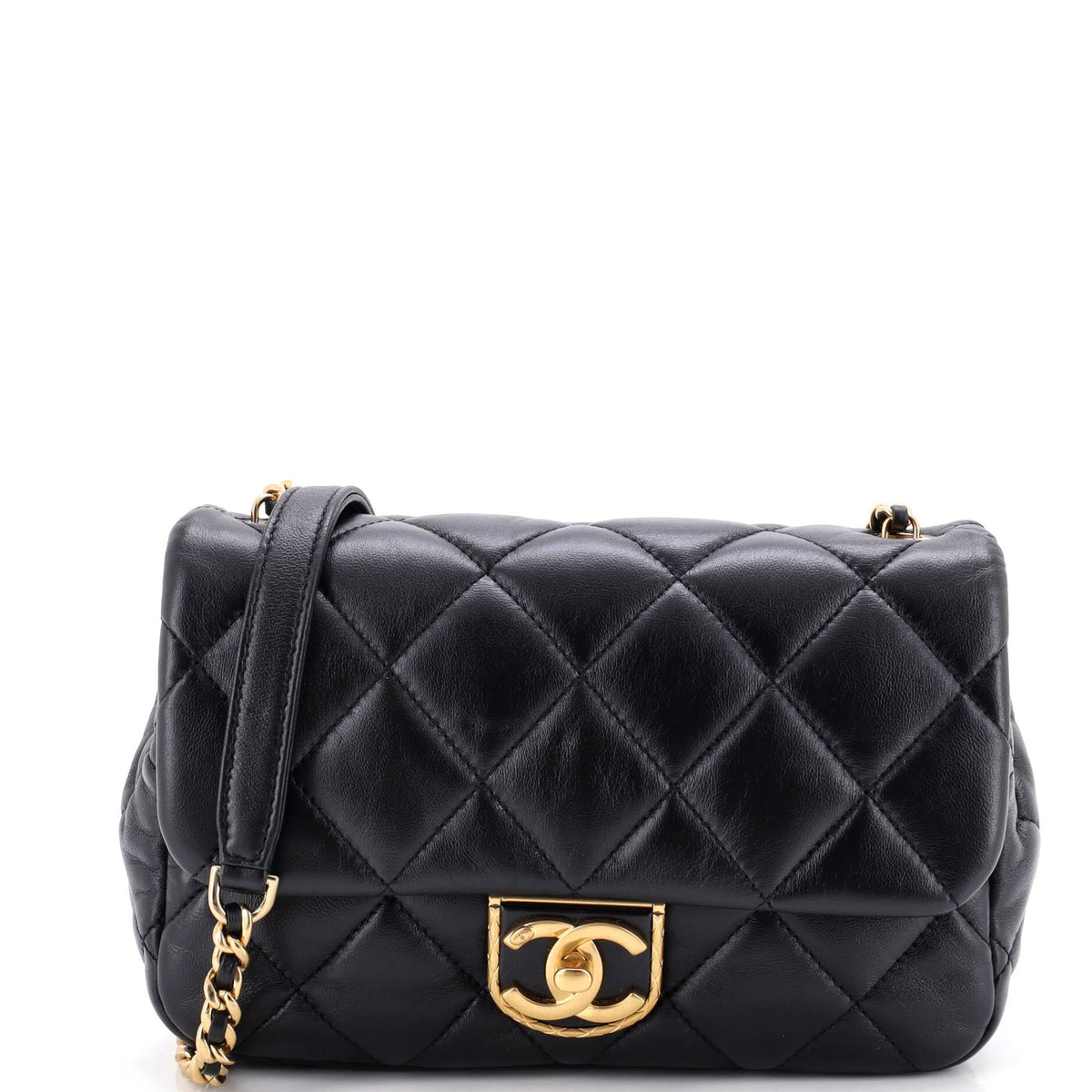 Chanel Quilt Metal Edge CC Flap Bag Quilted Lambskin Small