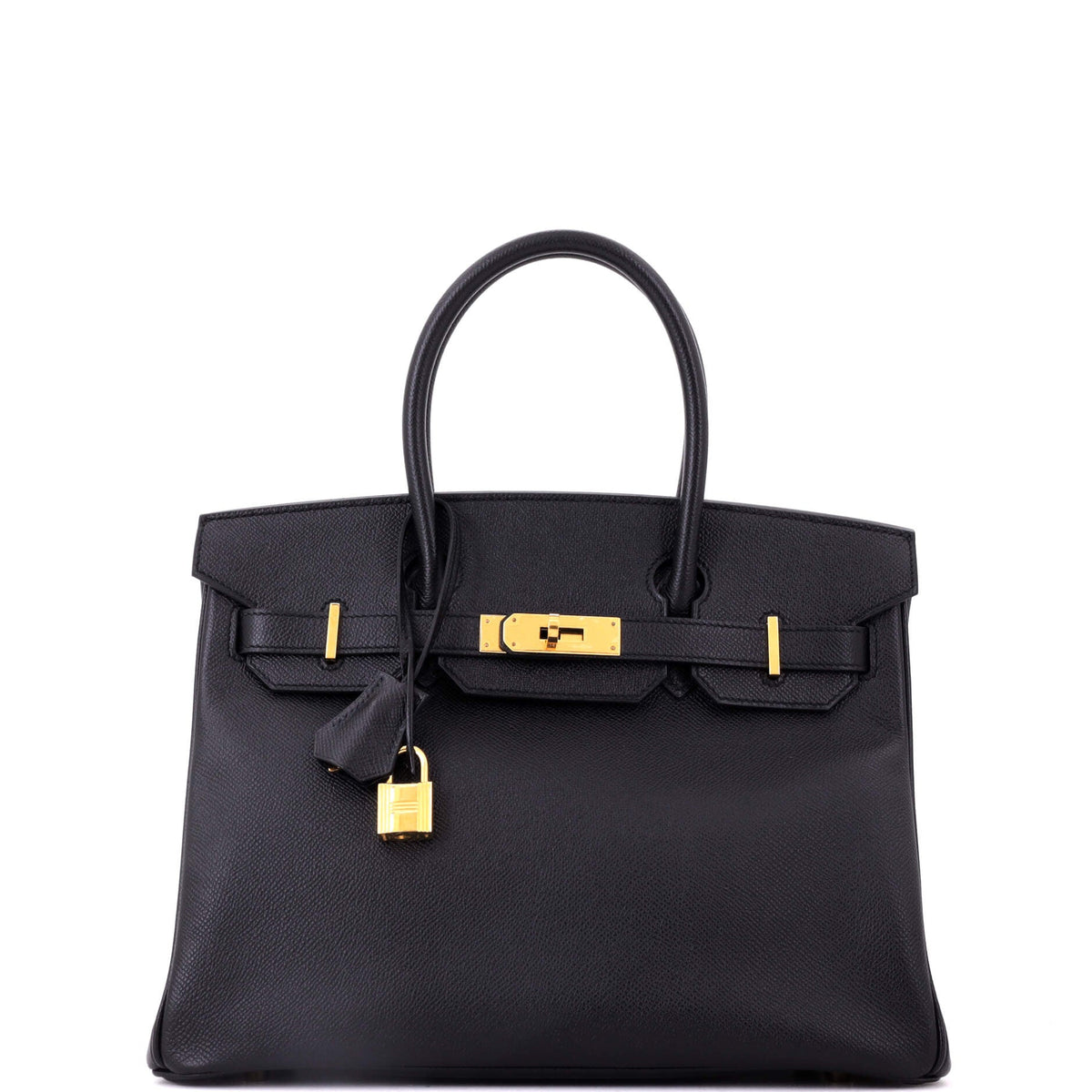 Hermes Birkin Handbag Noir Epsom with Gold Hardware 30