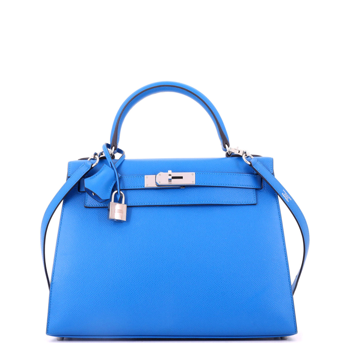 Hermes Kelly Handbag Bleu Zanzibar Epsom with Palladium Hardware 28