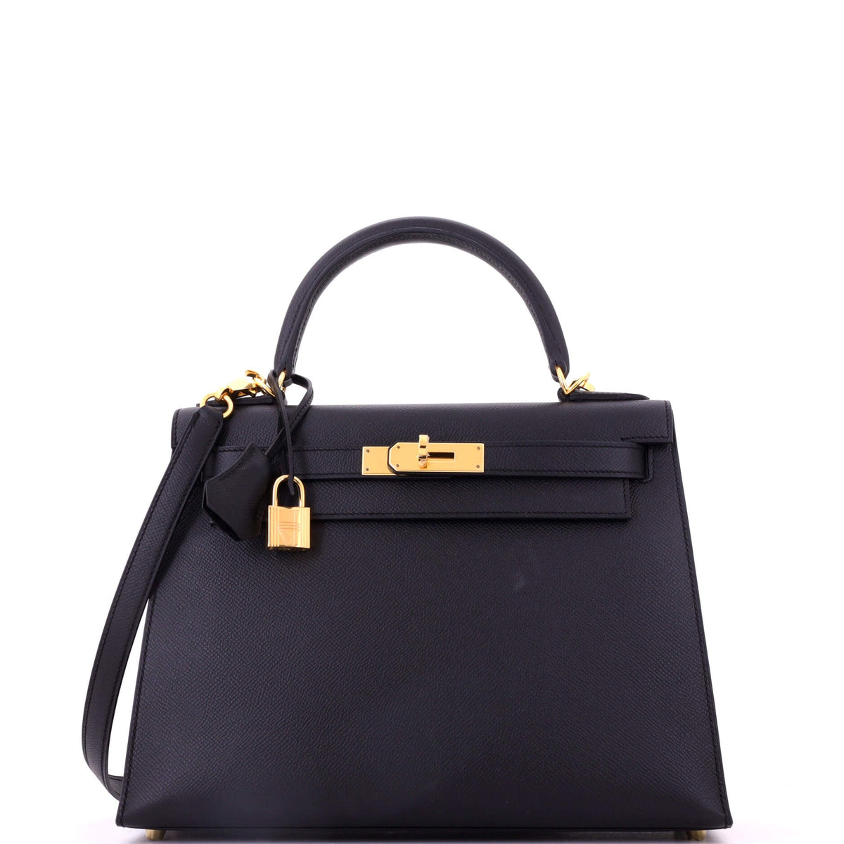 Hermes Kelly Handbag Noir Epsom with Gold Hardware 28