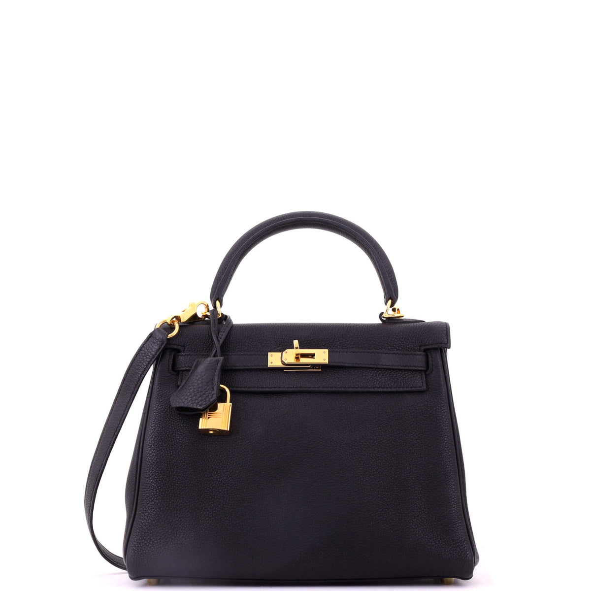 Hermes Kelly Handbag Noir Togo with Gold Hardware 25