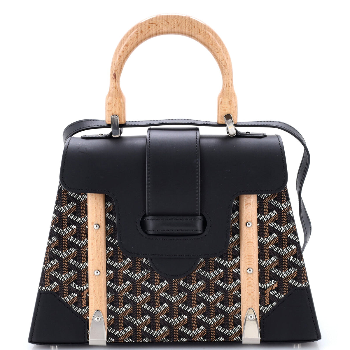 Goyard Saigon Top Handle Bag Coated Canvas with Leather PM