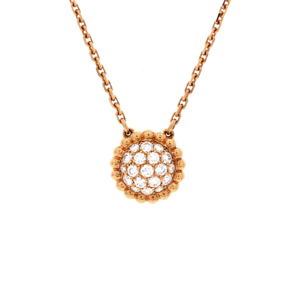 Van Cleef & Arpels Perlee Round Pendant Necklace 18K Rose Gold and Diamonds