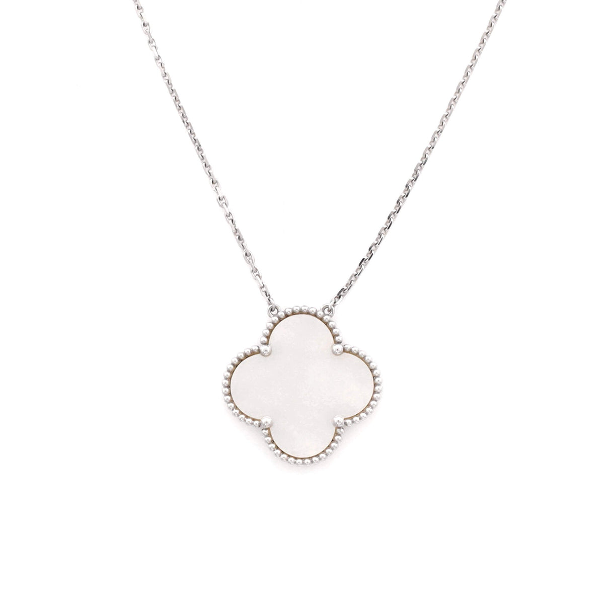 Van Cleef & Arpels Magic Alhambra Pendant Necklace 18K White Gold and Mother of Pearl