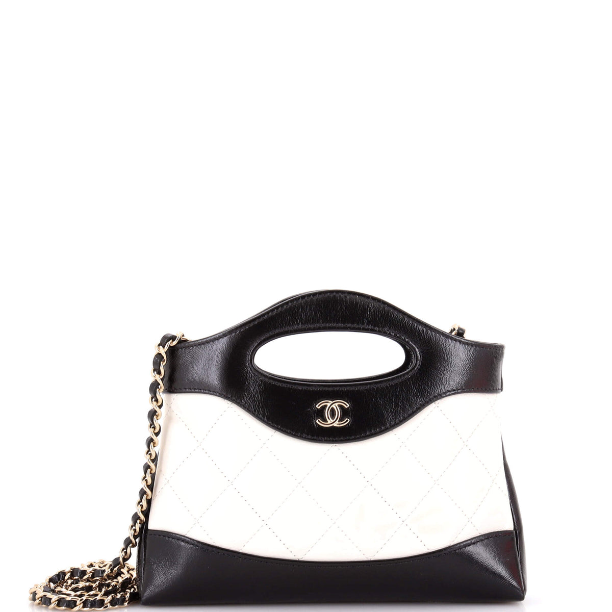 Chanel 31 Shopping Bag Clutch with Chain Quilted Shiny Crumpled Calfskin Small