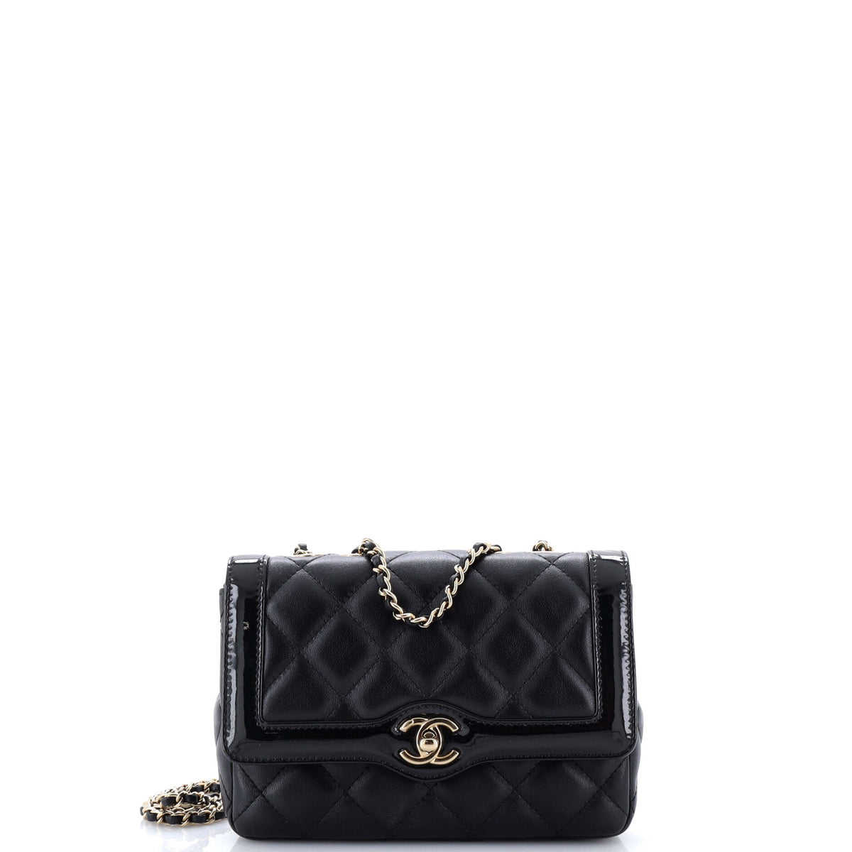 Chanel Two Tone Flap Bag NM Quilted Lambskin with Patent Small