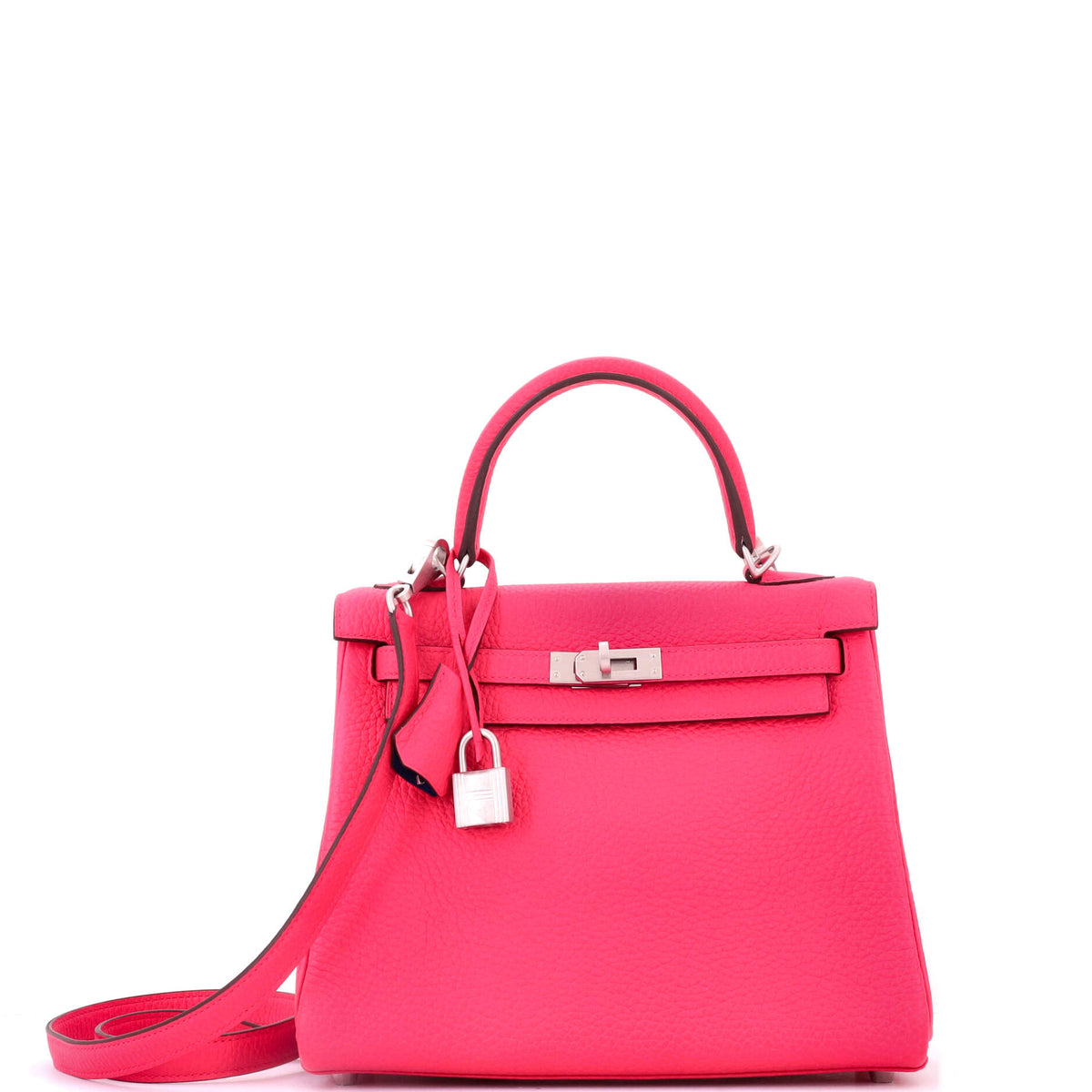 Hermes Special Order Kelly Handbag Bicolor Clemence with Brushed Palladium Hardware 25