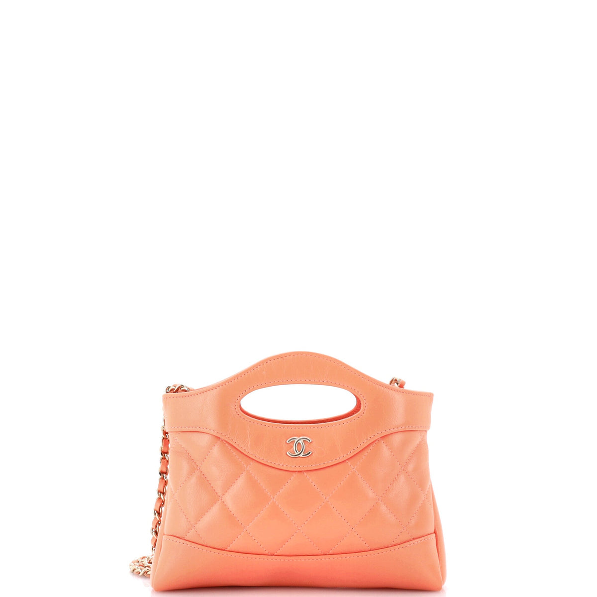 Chanel 31 Shopping Bag Clutch with Chain Quilted Shiny Crumpled Calfskin Small