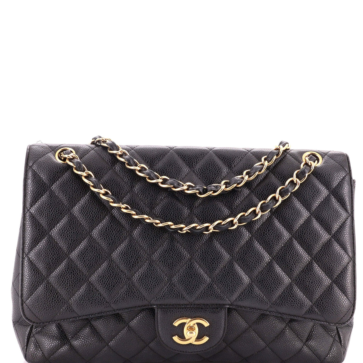 Chanel Classic Single Flap Bag Quilted Caviar Maxi