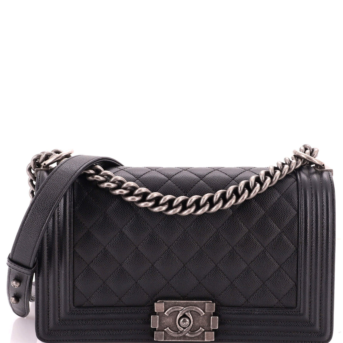 Chanel Boy Flap Bag Quilted Caviar Old Medium