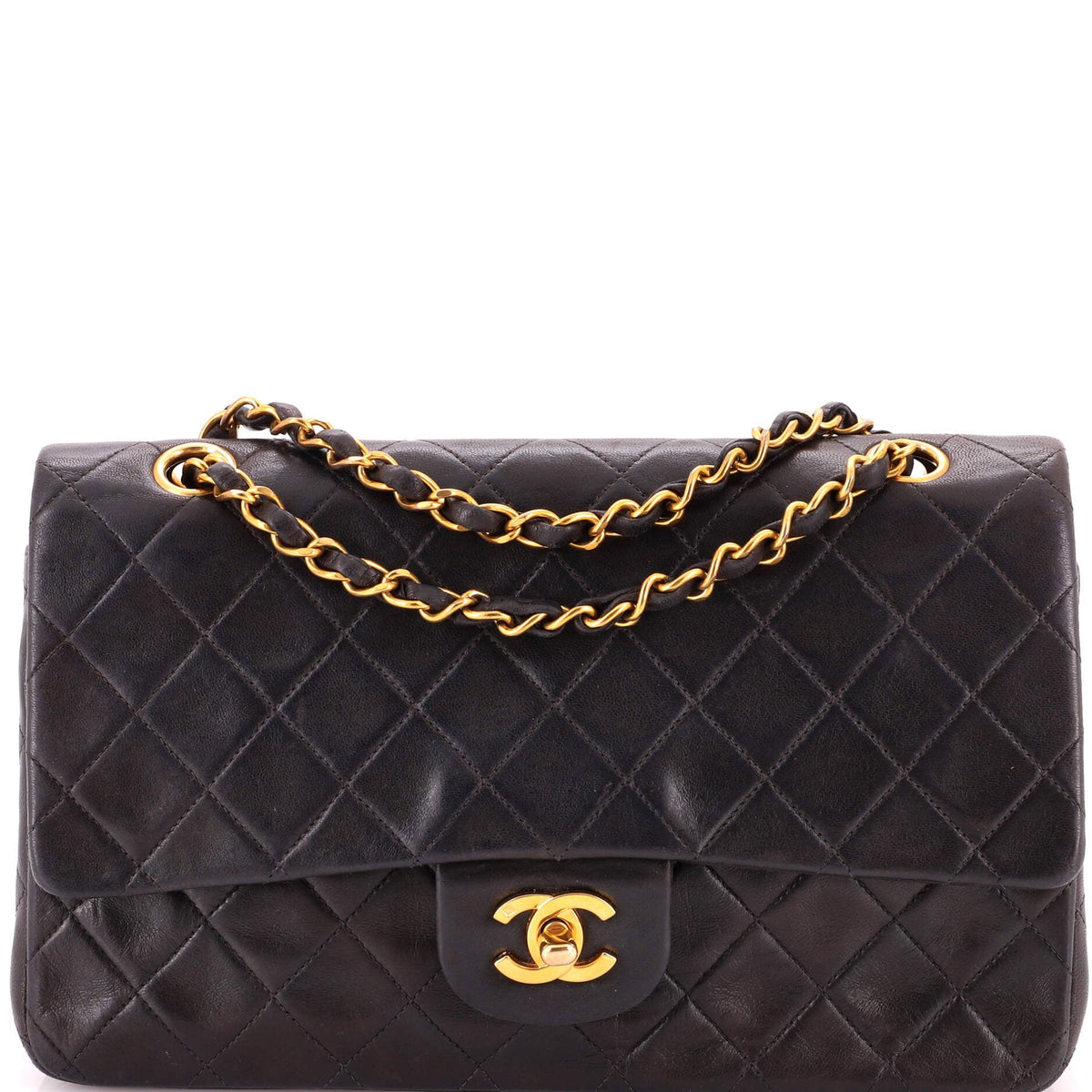 Chanel Vintage Classic Double Flap Bag Quilted Lambskin Medium