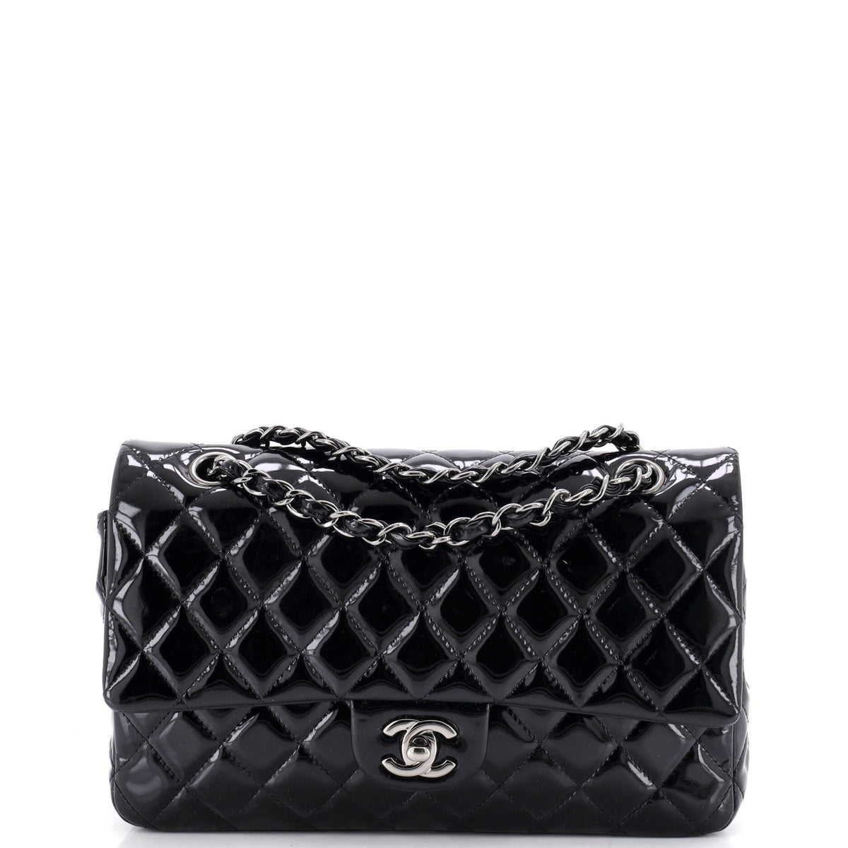 Chanel Classic Double Flap Bag Quilted Patent Medium