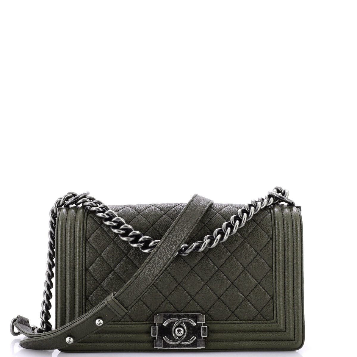 Chanel Boy Flap Bag Quilted Caviar Old Medium