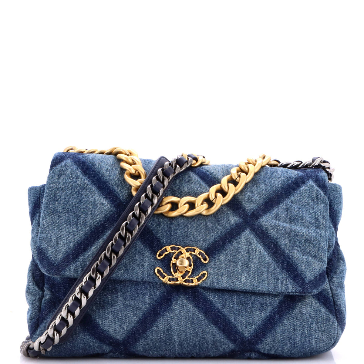 Chanel 19 Flap Bag Quilted Denim Medium