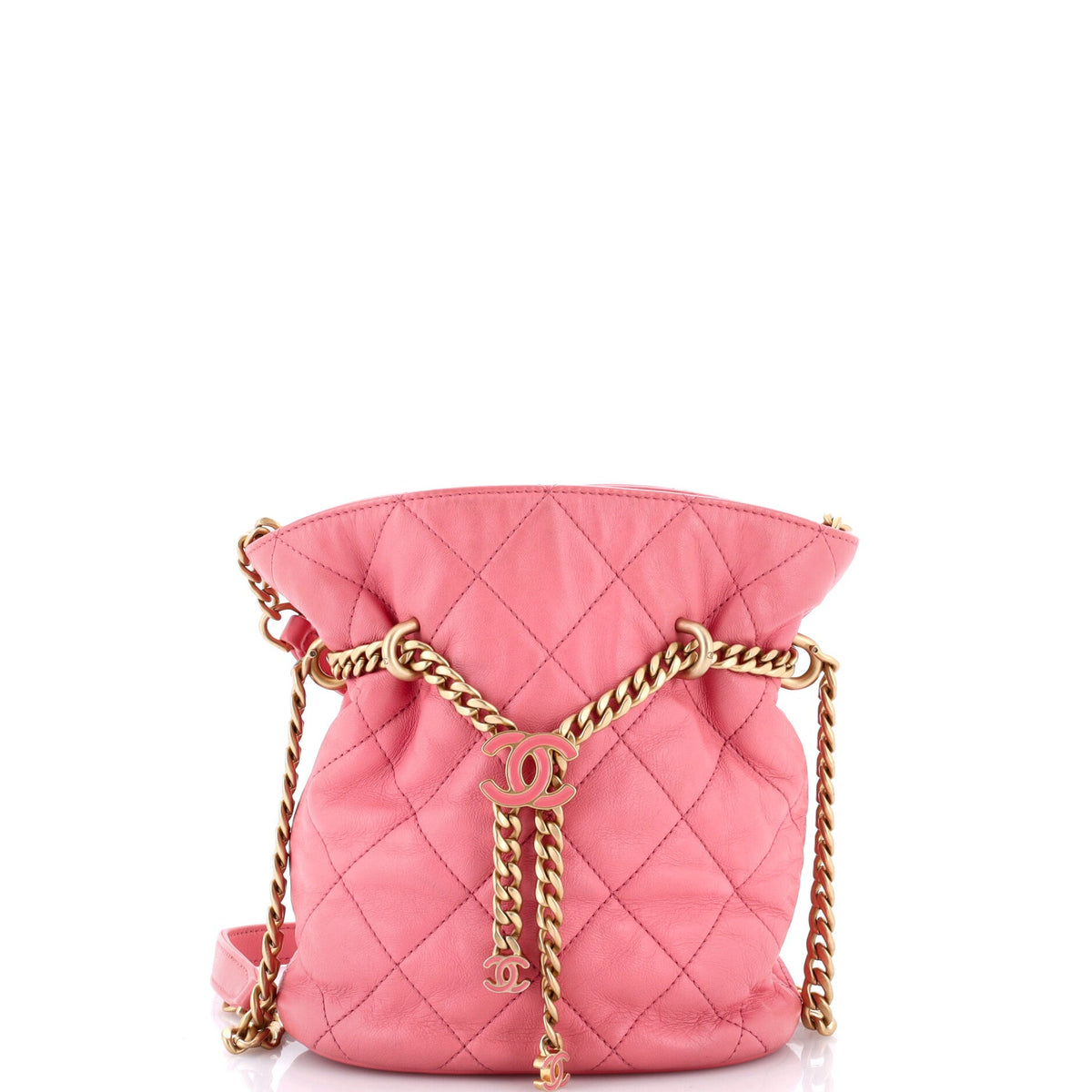 Chanel Pending CC Drawstring Bucket Bag Quilted Lambskin Small