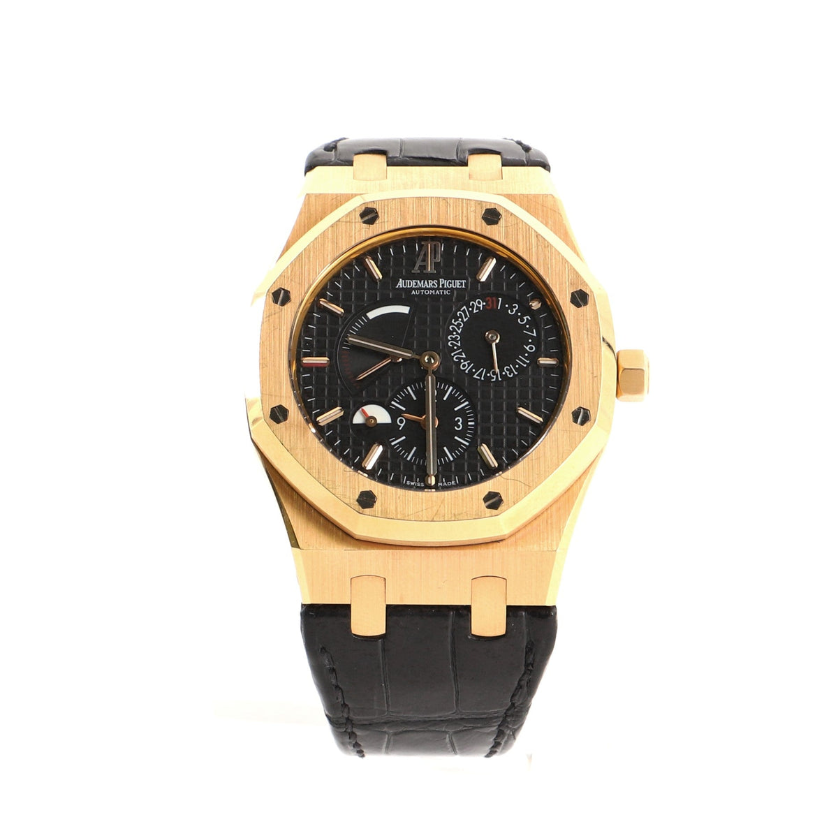 Audemars Piguet Royal Oak Dual Time Automatic Watch Rose Gold and Alligator 39