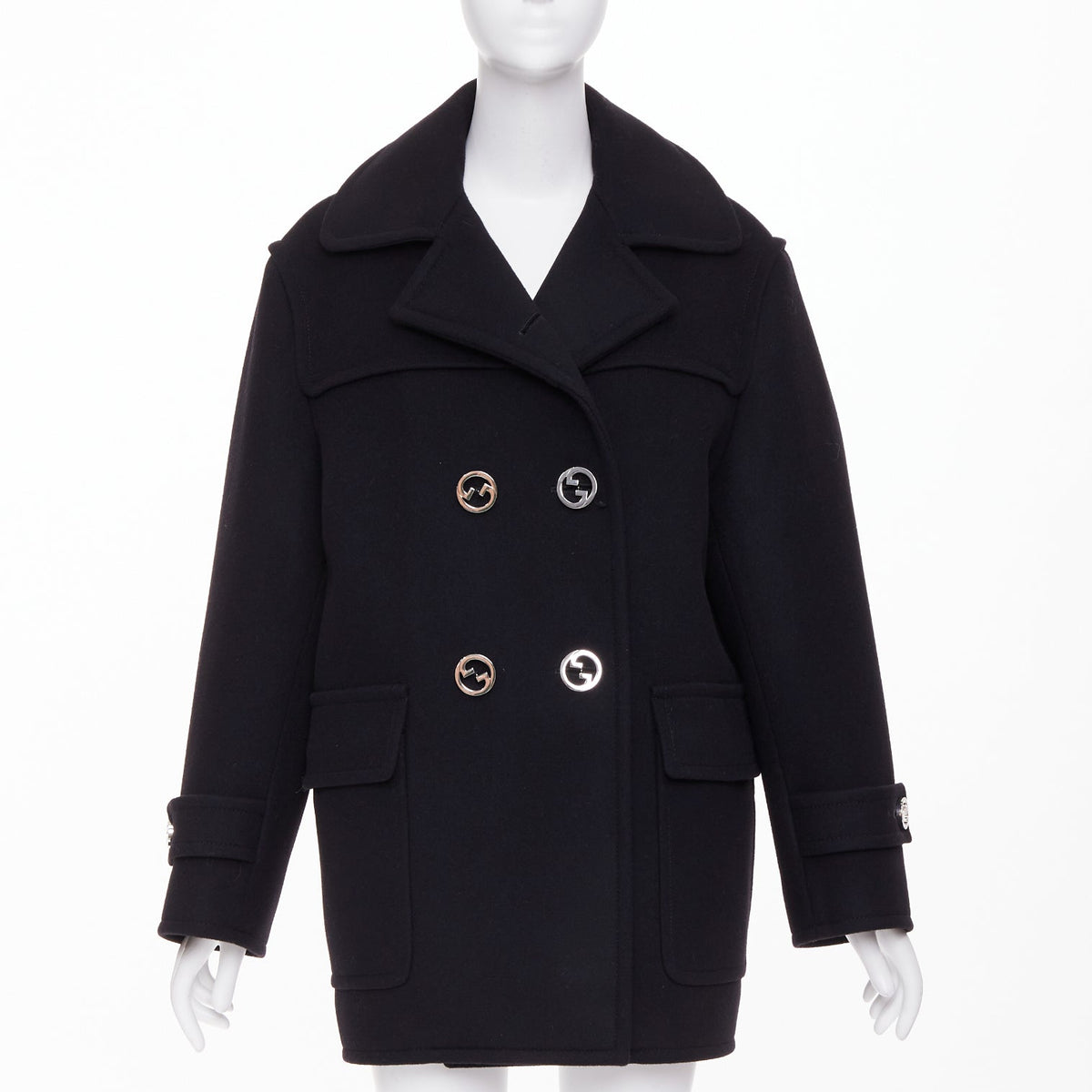 Gucci Women's Gucci G button wool double breasted coat