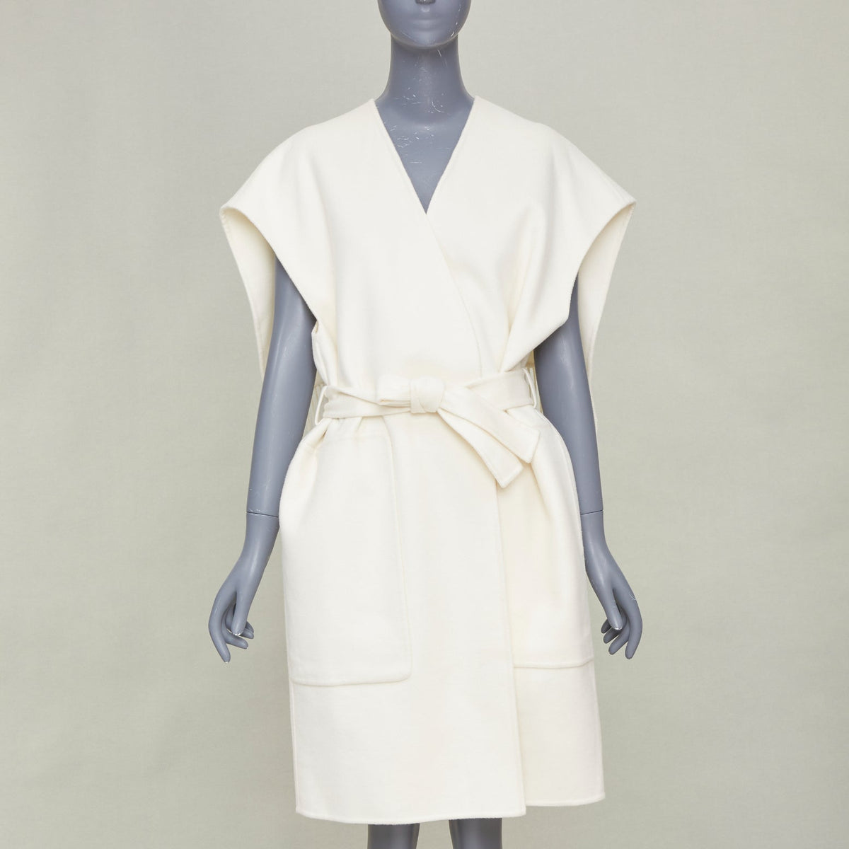 Hermes Women's Hermes White Cashmere Double Face Belted Coat