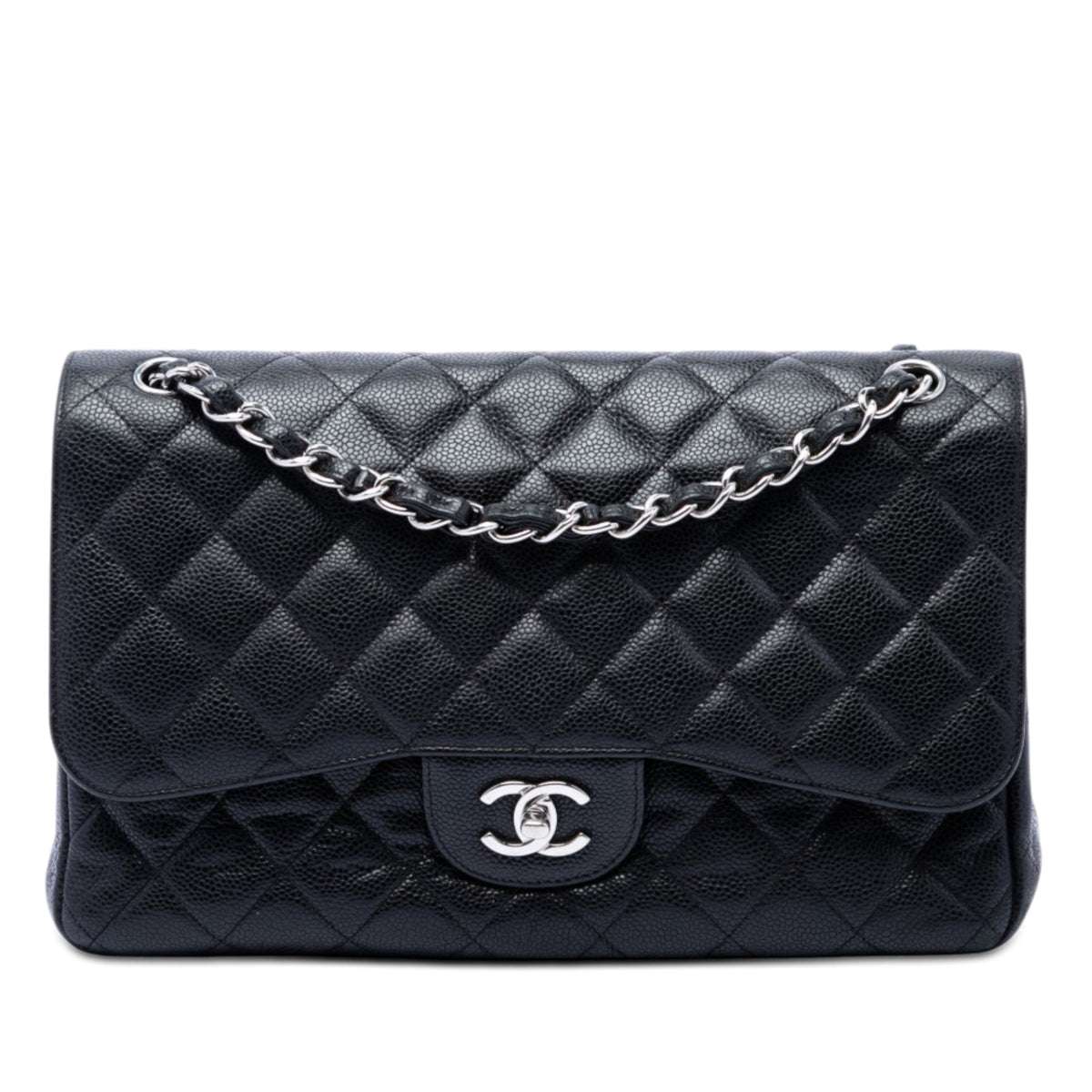 Chanel Classic Double Flap Bag Quilted Caviar Jumbo