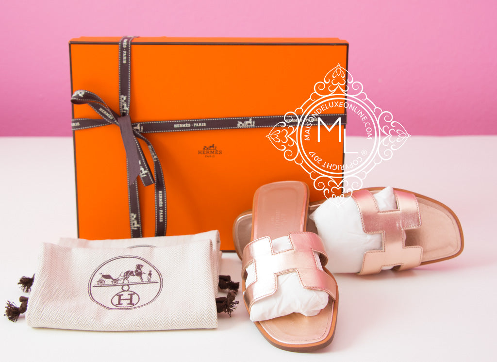 Hermes Hermes Womens Gold Oran Sandal Slipper 36.5 Shoes