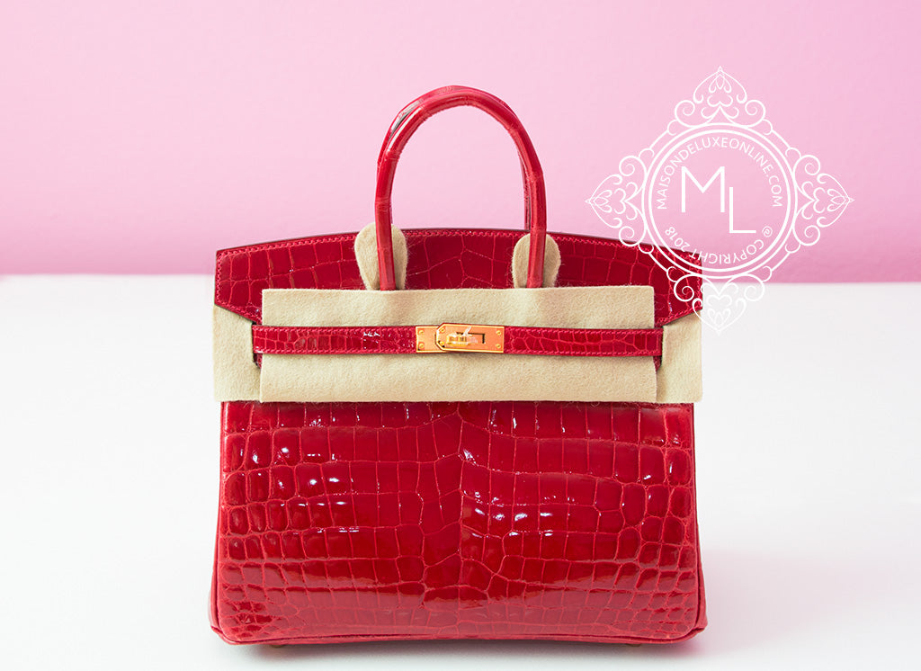 Hermes Hermes Braise Red Crocodile Birkin 25 Handbag