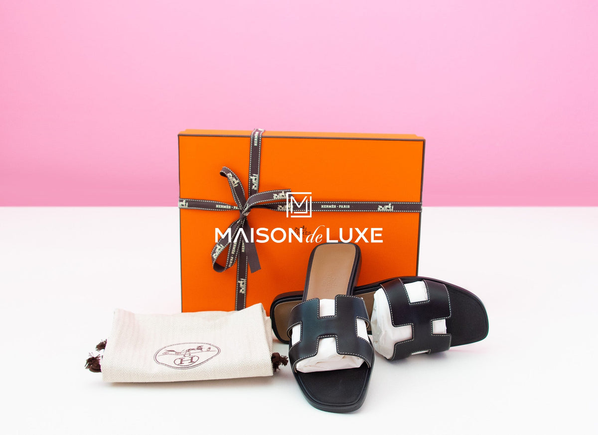 Hermes Hermes Women's Black Oran Sandal Slipper 38 Shoes