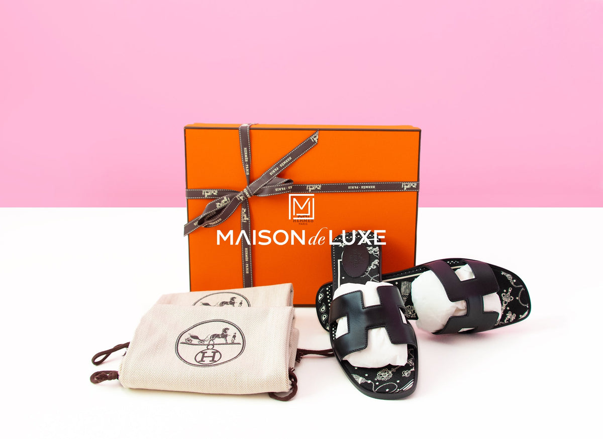 Hermes Hermes Women's Black Oran Sandal Slipper 38.5 Shoes