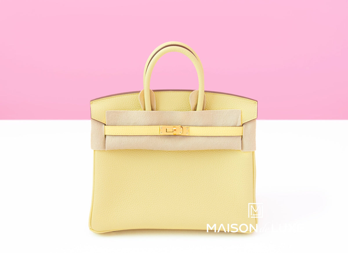 Hermes Hermes Jaune Poussin Togo Birkin 25 Handbag