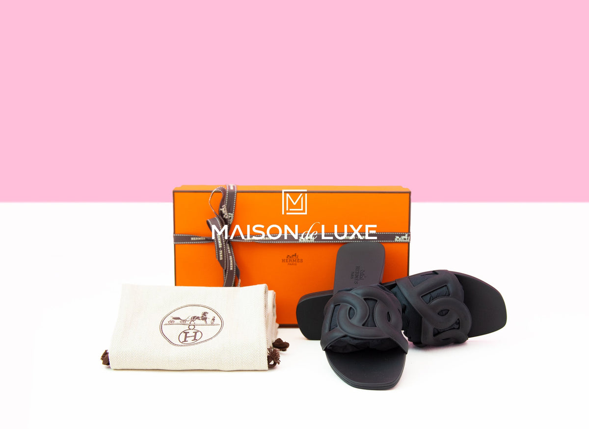Hermes Hermes Women's Noir Black Aloha Sandal Slipper 37 Shoes