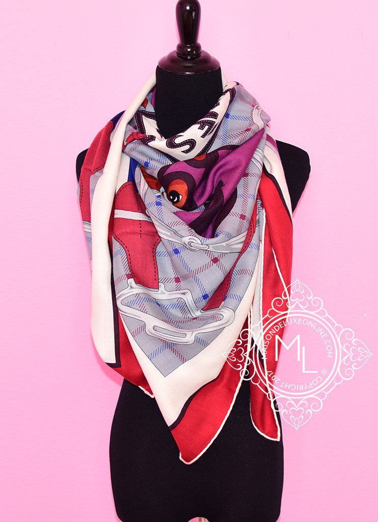 Hermes Hermes "Tatersale" Rouge H Cashmere 140 GM Shawl Scarf