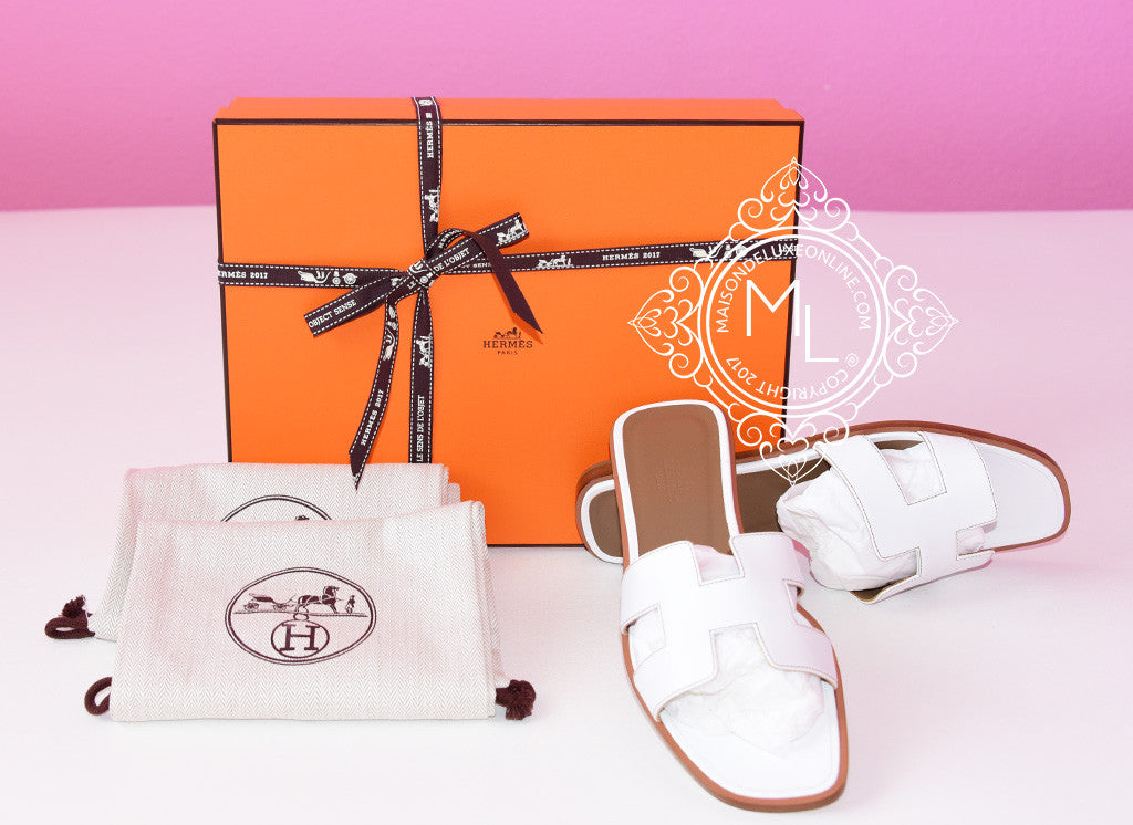 Hermes Hermes Womens White Oran Sandal Slipper 38 Shoes